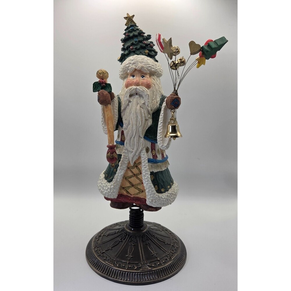 Traditions Whimsical Santa Centerpiece with Box Handpainted Santa  11.75”